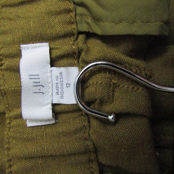 J Jill Pants 12 Green Linen Blend Wide Leg Lagenlook Boho Casual Coastal - Picture 11 of 13